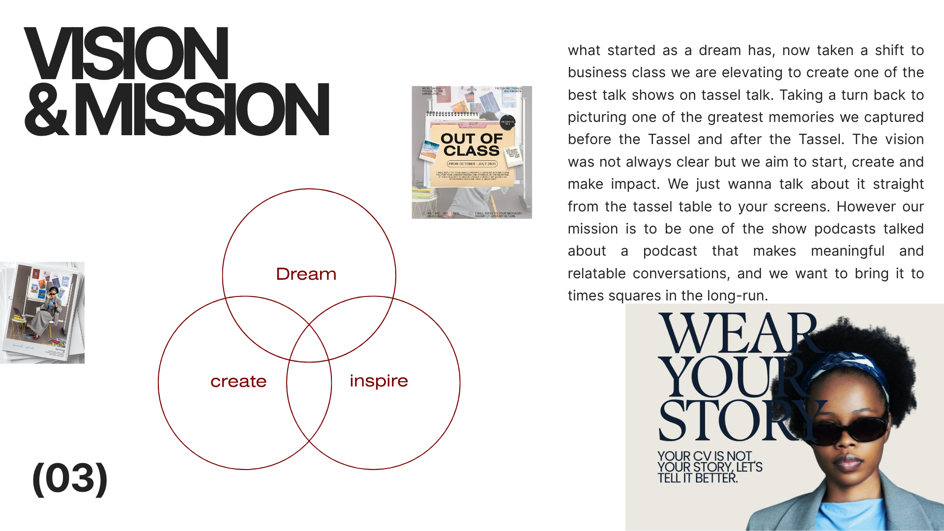 Tassel Talk portfolio slide 03: Vision & mission